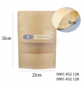 Túi zip giấy kraft cửa sổ 23x35x5cm