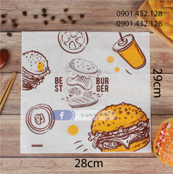 Giấy gói hamburger thấm dầu (29x28cm)