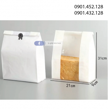 Túi bánh mì trắng có cửa sổ - size lớn (31x21x9)