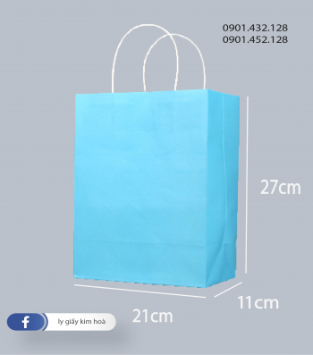 Túi giấy có quai xanh dương nhạt số 1 ( 21 x 11 x 27)